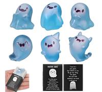 Genérico Glow in The Dark Mini Ghost Figures, with Box, 6/12/24 Light-Up Ghost Figurines in 6 Designs with 36 Thank You Cards and Box, 2.5 * 3cm Size, Halloween Party Favors (A-12pcs)
