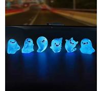 Genérico Glow in The Dark Mini Ghost Figures Without Box, Small Resin Light-Up Ghost Figurines in 6 Designs for Cute Halloween Luminous Tiny Gift for Coworkers Teacher Student (AA)