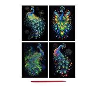 Genérico Glow in The Dark Scratch Kits, 4X Rainbow Painting Paper with Pen for Fun Creative Sketching, Arts and Crafts, DIY Drawing Activity for Kids, Teens, and Adults