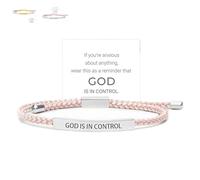Genérico God Is in Control Bracelet, God Is in Control Tube Bracelet, Inspirational Bracelets for Women Men Birthday Festival Gifts (Pink-Silver)