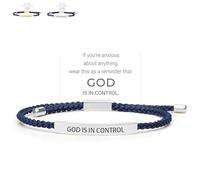 Genérico God Is in Control Bracelet, God Is in Control Tube Bracelet, Inspirational Bracelets for Women Men Birthday Festival Gifts (Blue-Silver)