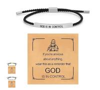 Genérico God Is in Control Bracelet, God Is in Control Tube Bracelet, Inspirational Bracelets for Women Men Birthday Festival Gifts (Black-Silver a)