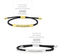 Genérico God Is in Control Bracelet, God Is in Control Tube Bracelet, Inspirational Bracelets for Women Men Birthday Festival Gifts (Black(Silver+Gold))