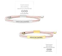 Genérico God Is in Control Bracelet, God Is in Control Tube Bracelet, Inspirational Bracelets for Women Men Birthday Festival Gifts (Pink(Silver+Gold))