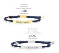 Genérico God Is in Control Bracelet, God Is in Control Tube Bracelet, Inspirational Bracelets for Women Men Birthday Festival Gifts (Blue(Silver+Gold))