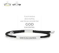 Genérico God Is in Control Bracelet, God Is in Control Tube Bracelet, Inspirational Bracelets for Women Men Birthday Festival Gifts (Black-Silver)