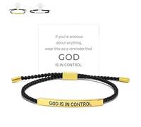 Genérico God Is in Control Bracelet, God Is in Control Tube Bracelet, Inspirational Bracelets for Women Men Birthday Festival Gifts (Black-Gold)