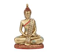 Genérico Gold Buddha Statue, Zen Meditation Figurine, 5.51x2.95x7.68inches, Sitting Resin Sculpture, Peaceful Home Decor Accent, Ideal for Bedroom, Tea Room, Display Shelves, Wine Cabinets