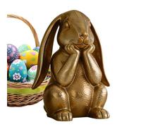 Genérico Gold Bunny Decor - Resin Craft Finish, Thinking Rabbit Figurine, Easter Bunny Ornament, Spring Home Accent Statue | Golden Ornament for Home Indoor Tabletop Shelf Mantel Dining Table