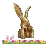 Genérico Gold Easter Bunny Decor - Modern Rabbit Figurine, Spring Bunny Desk Ornament, Metal Polished Resin Hare, Sturdy Animal Statuette, Sophisticated Holiday Centerpiece for Mantel Shelf