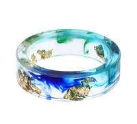 Genérico Gold Foil Epoxy Resin Ring, Transparent Dried Flower Statement Ring, Handmade Resin Jewelry Accessory, Romantic Gift for Women for Daily Wear and Valentine's Day Celebration