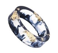 Genérico Gold Foil Epoxy Resin Ring, Transparent Dried Flower Statement Ring, Handmade Resin Jewelry Accessory, Romantic Gift for Women for Daily Wear and Valentine's Day Celebration