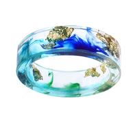 Genérico Gold Foil Epoxy Resin Ring, Transparent Dried Flower Statement Ring, Handmade Resin Jewelry Accessory, Romantic Gift for Women for Daily Wear and Valentine's Day Celebration