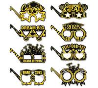 Genérico Gold Graduation Glasses, Funny Grad Photo Booth Props, Creative 2024 Party Picture Accessories, Eye-Catching Costume Glasses for Kids, Adults, Men, Women (Set of 6, Shiny Gold)