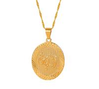 Genérico Gold Islamic Arabic Script Allah Oval Round Plated Pendant for Women Men (Modei 1)
