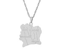 Genérico Gold Plated Cote D'Ivoire Map Pendant Necklaces Fashion Stainless Steel Pendant Necklace for Men and Women (Model 2)