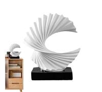 Genérico Gold White Wave Statue - Resin Sculpture, Modern Abstract Decor, Indoor Home Decoration for Bedroom, Desk, Bedside Table, Bookcase | Living Room Office Table Accent Artistic Display Use