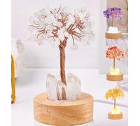 Genérico Golden Lamp of Wealth-Citrine Tree, Crystal Night Light Money Tree, Handmade Wooden Base Natural White Crystals Trees Lamp for Home Decor,Attracting Wealth