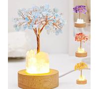 Genérico Golden Lamp of Wealth-Citrine Tree, Crystal Night Light Money Tree, Handmade Wooden Base Natural White Crystals Trees Lamp for Home Decor,Attracting Wealth
