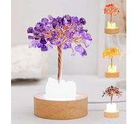 Genérico Golden Lamp of Wealth-Citrine Tree, Crystal Night Light Money Tree, Handmade Wooden Base Natural White Crystals Trees Lamp for Home Decor,Attracting Wealth