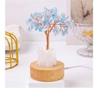 Genérico Golden Lamp of Wealth - Citrine Tree, Crystal Night Light Money Tree, USB Plug Night Light with Wooden Base for Office, Living Room, Bedroom & Home Decor (light Blue)