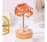 Genérico Golden Lamp of Wealth - Citrine Tree, Crystal Night Light Money Tree, USB Plug Night Light with Wooden Base for Office, Living Room, Bedroom & Home Decor (Red)