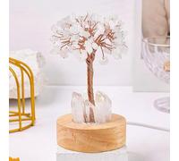 Genérico Golden Lamp of Wealth - Citrine Tree, Natural Crystal Tree Night Light, USB Plug Night Light with Wooden Base, Wealth Lamp Natural Crystal, for Office, Living Room, Bedroom (White)