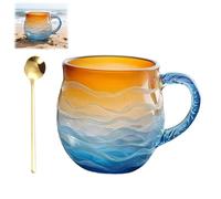 Genérico Golden Tide Mug, Glass Ocean Wave Coffee Mugs, 2026 New 12-Oz Sea Glass Ocean Wave Mug, Unique Waves Shape Design Beach Drinkware, dedicated to ocean enthusiasts (1pcs)