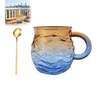 Genérico Golden Tide Mug, Glass Sunset Mug, 12Oz Handcrafted Sea Glass Ocean Wave Coffee, Unique Waves Shape Design, for Tea Wine Ice Drink, for Ocean Beach Surf Lovers (1pcs)