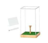 Genérico Golf Ball Holder Display - Clear Acrylic Case with Wooden Base, Dustproof Showcase | Single Ball Display Stand For Collectible Golf Balls, Home, Desk, Shelf, Room Decoration