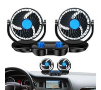 Genérico Golf Cart Fan, 12V/24V Double-Head Truck Fan, Adjustable Automotive Cooling Device with Speed, Auxiliary Ventilation Parts for Boat, Camping, ATV, Dashboard, RV, Marine, Semi, Van