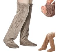 Genérico Goose Down Knee Socks for Christmas, Long Fuzzy Thigh High Warm Socks, Winter Indoor Fuzzy Thermal Home Sleeping Sock for Cold Weather (Coffee)