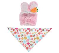 Genérico Goose Seasonal Attire - Cottontail Bonnet Set for Costume | Springtime Finery with Fabric Bow Tie & Floral Decoration Details for Farmhouse, Party, Celebration and Patio