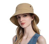Genérico Gorra Azul Sombrero de Sol para Mujer de Ancho Borde Sombrero de Playa Sombrero de Cubo Ajustable Sombreros Verano Gorra Taxi Driver, caqui, Talla única