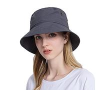 Genérico Gorra Azul Sombrero de Sol para Mujer de Ancho Borde Sombrero de Playa Sombrero de Cubo Ajustable Sombreros Verano Gorra Taxi Driver, gris oscuro, Talla única