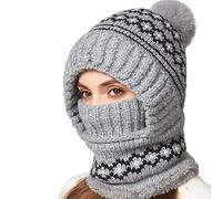 Genérico Gorra De Invierno Mujer,Gorro De Invierno De Punto con Bufanda Forro Polar para Mayor Calidez Orejeras Y ProteccióN para El Cuello Ideal para Actividades Al Aire Libre En Climas FríOs