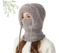 Genérico Gorro 3 en 1 con Bufanda y Mascarilla, Gorro 3 en 1 para Mujer, Mascarilla Térmica Multifuncional de Punto para Esquí