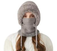 Genérico Gorro 3 En 1 Resistente Al Frío, Gorro con Bufanda Resistente Al Viento Y mascarillas, Gorros Invierno Mujer, Calentador De Cuello Y Cara, para Senderismo, Ciclismo, Deportes Aire Libre