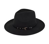 Genérico Gorro Cowboy Mujer Hombre,Sombrero De Jazz BritáNico con Cadena Y Fedora De ala Ancha para Un Elegante Estilo Vaquero