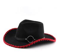 Genérico Gorro Cowboy Mujer Hombre,Sombrero Western Atemporal con Banda SintéTica Y Estilo Vaquero CláSico Un Sombrero Distintivo con ala Ancha para Uso Diario Y Ocasiones Especiales