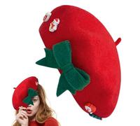 Genérico Gorro De Invierno Navideño,Gorro Navideño - Sombrero francés de lana, lindo de boina navideña para mujer, gorros decorativos de lana para, gorro de pintor para adultos