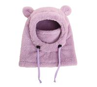 Generico Gorro de invierno para niñas - Bufanda cuello polar de punto - Sombrero de invierno para frío, para niños y niñas para snowboard, senderismo, deportes de invierno y correr, violeta