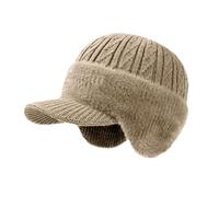 Genérico Gorro De Pelo Mujer,Gorro TéRmico De Invierno con Orejeras Forrado con Forro Polar Resistente Al Viento Y De Punto Grueso Ideal para Deportes Al Aire Libre