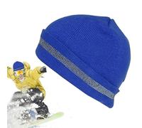 Generico Gorro de punto, cómodo suave antideslizante | Gorro para exteriores con tira reflectante, para correr, senderismo, correr, ciclismo, caminata nocturna, hombres, adultos, niños, turquesa, L