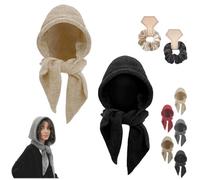 Genérico Gorro de Punto con Adornos, Gorro de Punto para Mujer, Bufanda con Capucha 2 en 1, Gorro con Capucha y pasamontañas de Punto (2PCS-A)