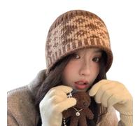 Genérico Gorro de Punto con patrón rómbico, Calavera para Clima frío, cómodos Gorros para Mujer Que Caminan, Calidez de Invierno, de Punto para Mujeres y Adolescentes