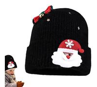 Generico Gorro de punto para hombre, gorro de ciclismo con Papá Noel y timbre A | para las fiestas de Navidad, invierno, vacaciones, nieve, senderismo, ciclismo y frío, Negro , L