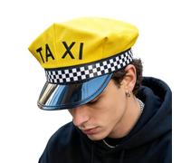 Genérico Gorro de Taxi Amarillo, Gorra de Conductor de Disfraz Unisex para Adultos con ala Negra, Accesorio de Disfraz de Taxi novedoso para Carnaval Halloween, Gorro clásico de Conductor
