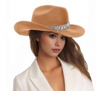 Genérico Gorro De Verano Mujer,Sombrero De Copa De Jazz para Hombres Y Mujeres Sombrero De Vaquero Occidental Sombrero De Novia con Destellos Sombrero De Copa Loco Europeo Y Festivo