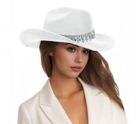 Genérico Gorro De Verano Mujer,Sombrero De Copa De Jazz para Hombres Y Mujeres Sombrero De Vaquero Occidental Sombrero De Novia con Destellos Sombrero De Copa Loco Europeo Y Festivo
